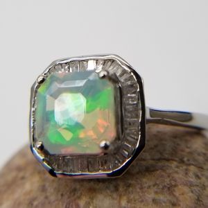 Ethiopian, Welo Opal. Diamond. Ring.